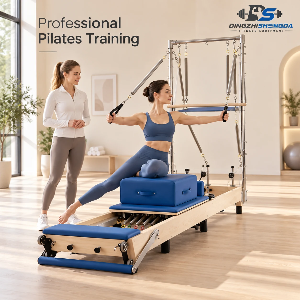 Oak Wood Foldable Pilates Reformer — view 2