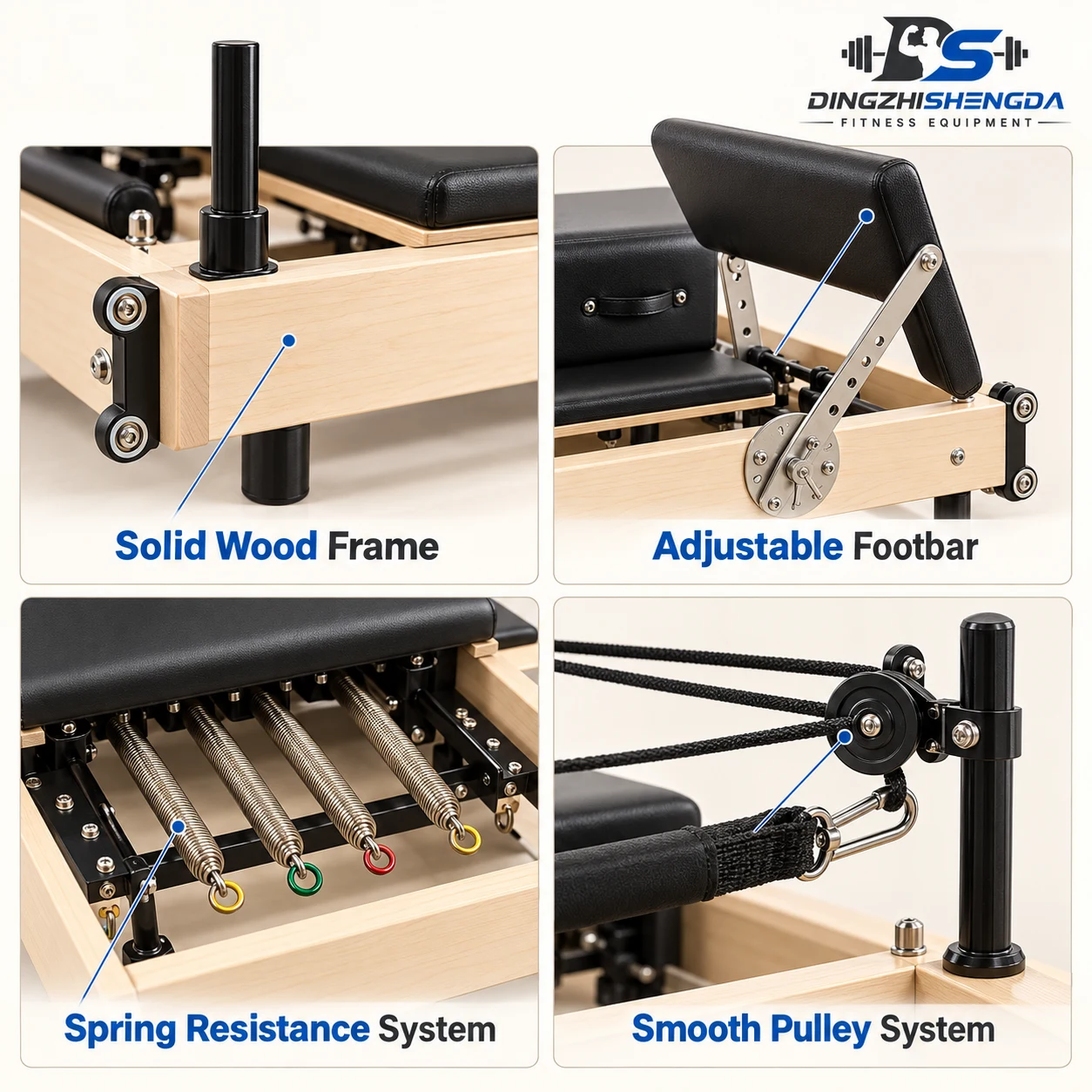 Oak Wood Foldable Pilates Reformer — view 3