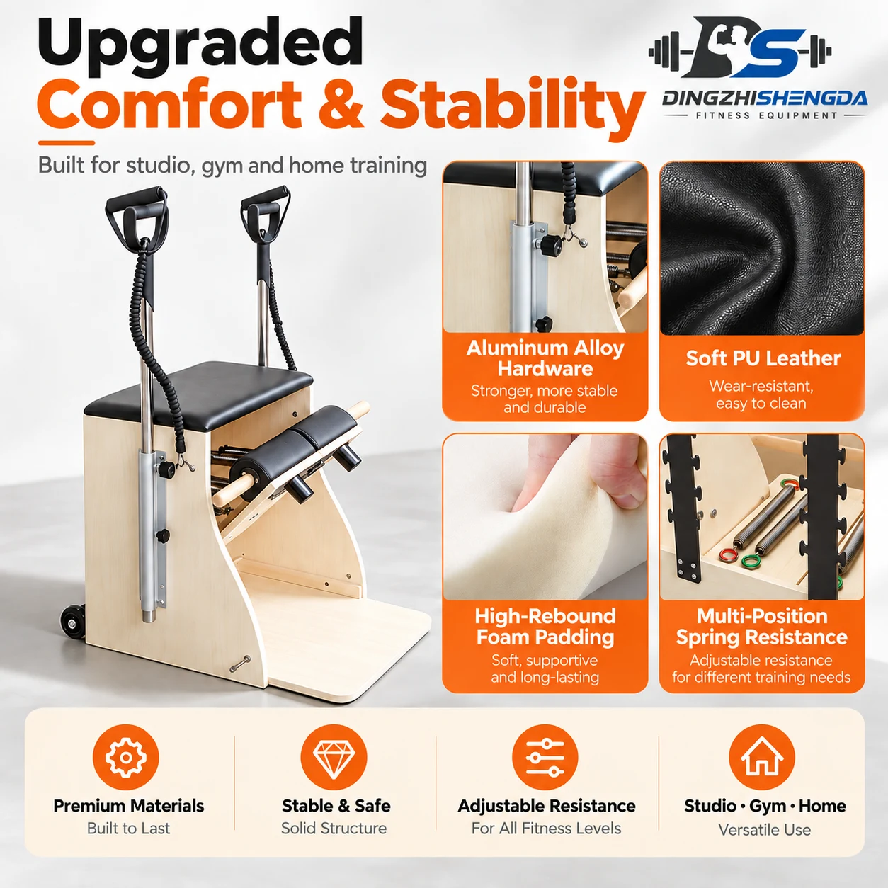 Wooden Pilates Stability Chair — view 2