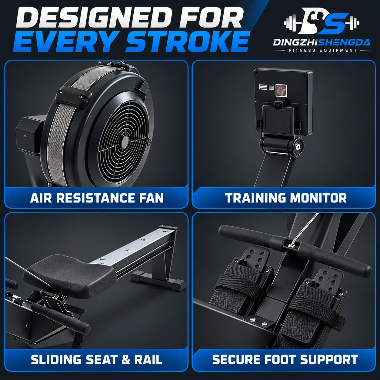 Foldable Air Rowing Machine — view 3