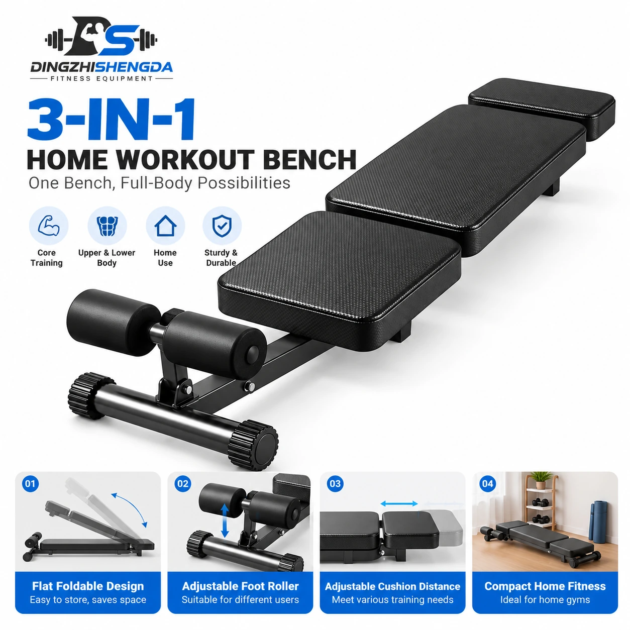 3-in-1 Foldable Sit-Up Bench