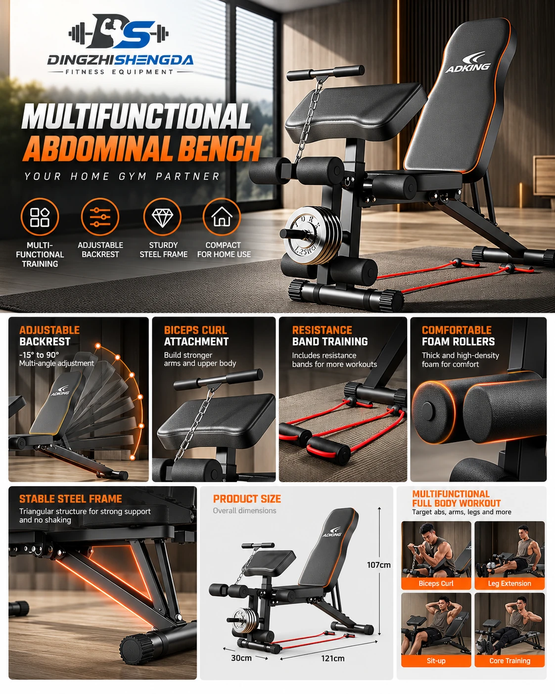 Foldable Abdominal Bench — view 3