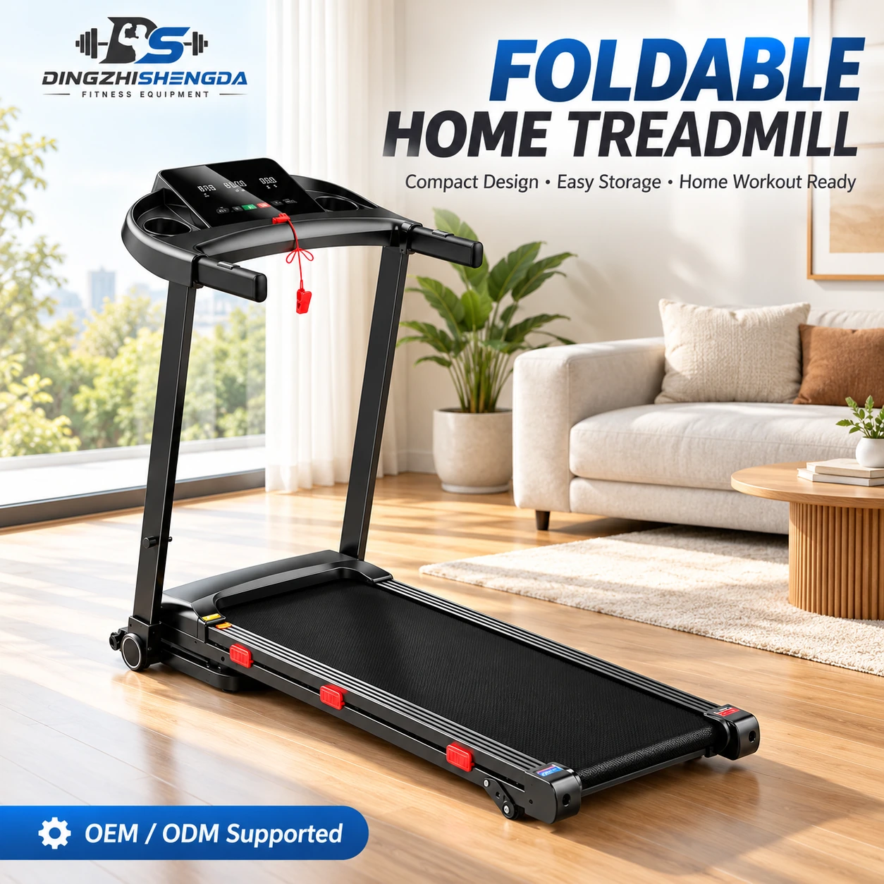 Foldable Treadmill with LED Display