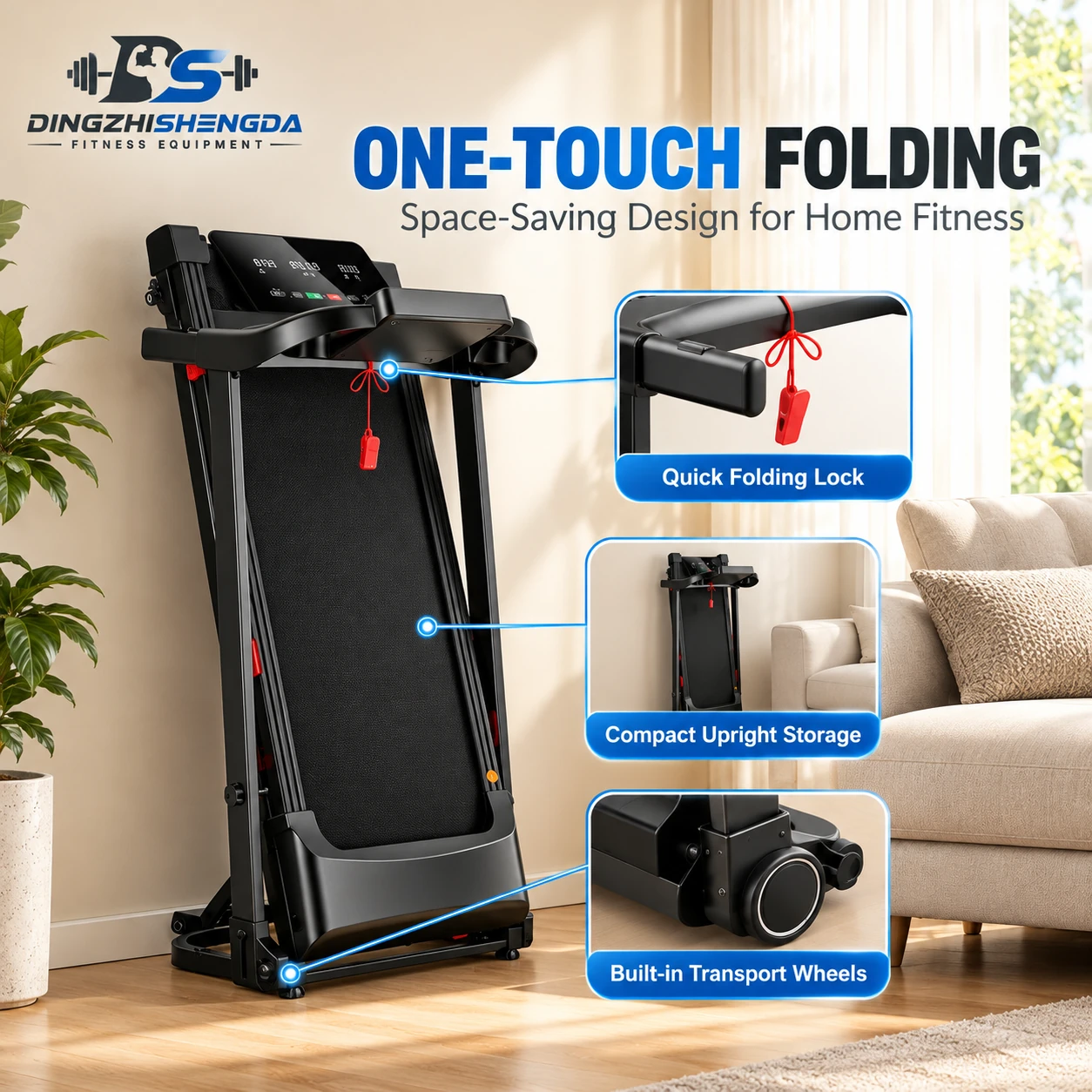 Foldable Treadmill with LED Display — view 3