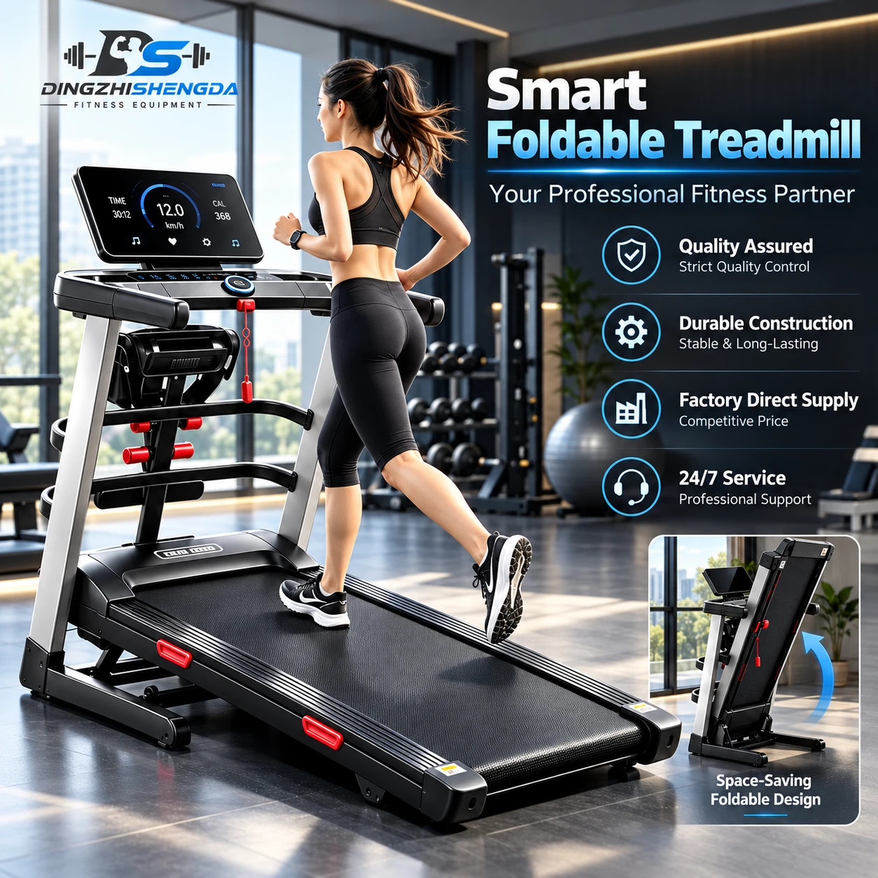 Foldable Electric Treadmill — 1–16 km/h — view 3
