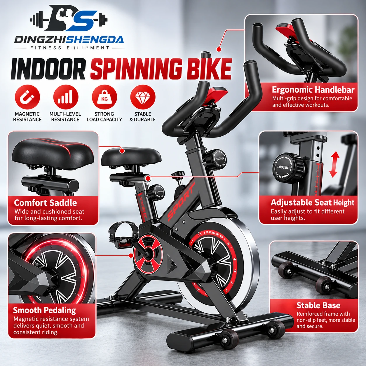 Compact Indoor Spinning Bike — view 3