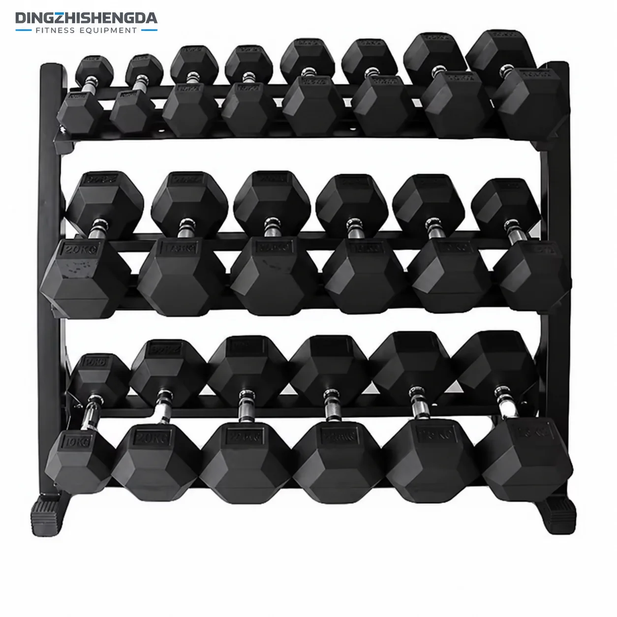 Rubber-Coated Hex Dumbbells