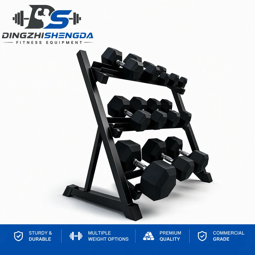 Rubber-Coated Hex Dumbbells — view 2