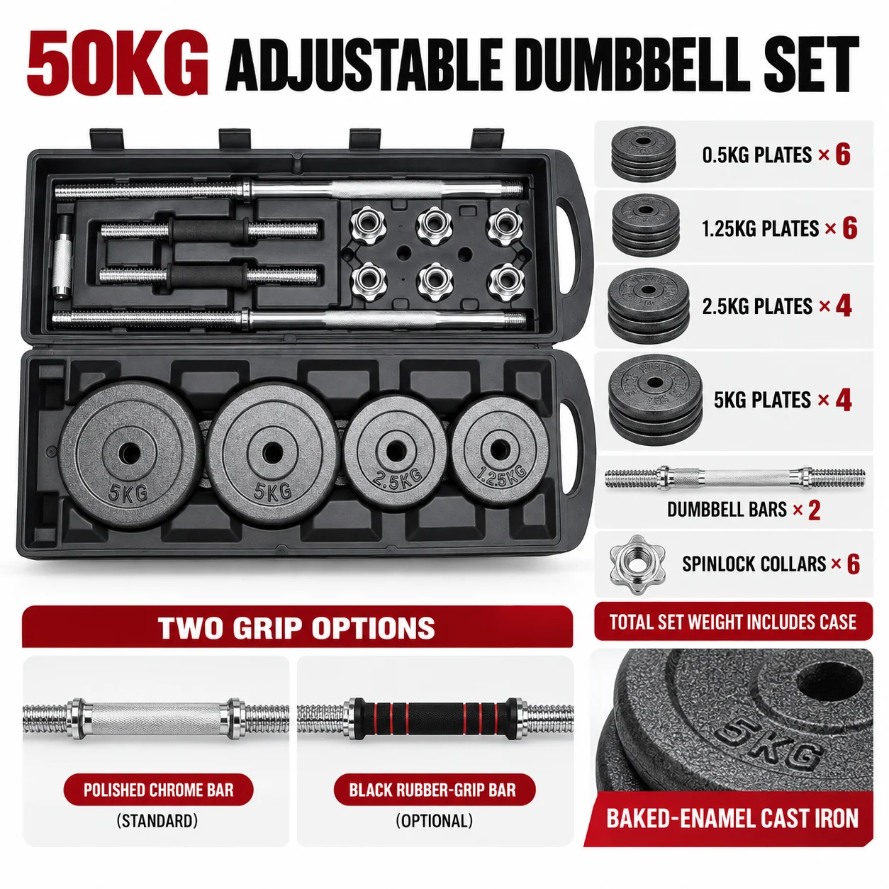 Adjustable Cast-Iron Dumbbell Set — view 2