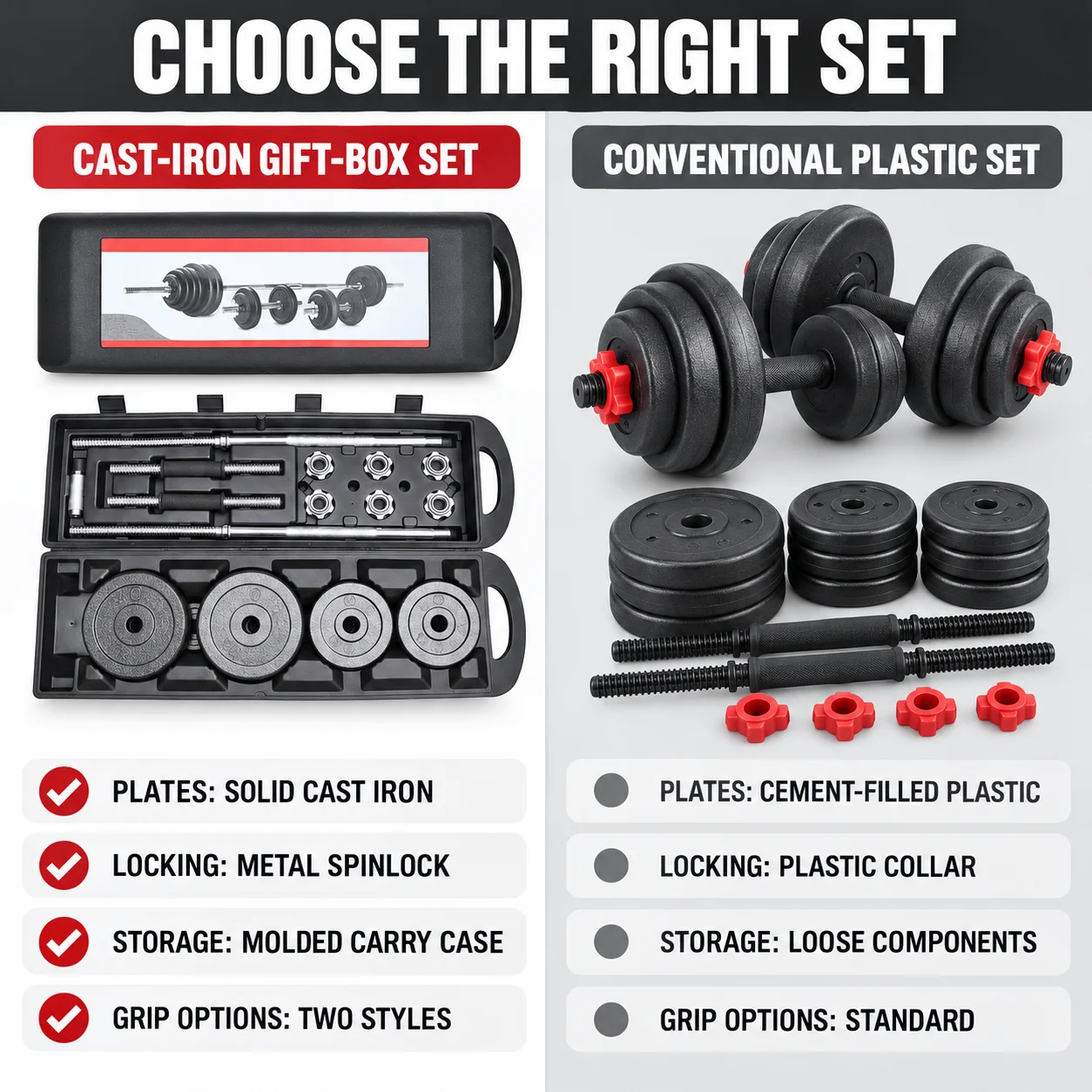 Adjustable Cast-Iron Dumbbell Set — view 3