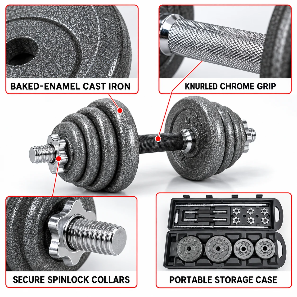 Adjustable Cast-Iron Dumbbell Set — view 4