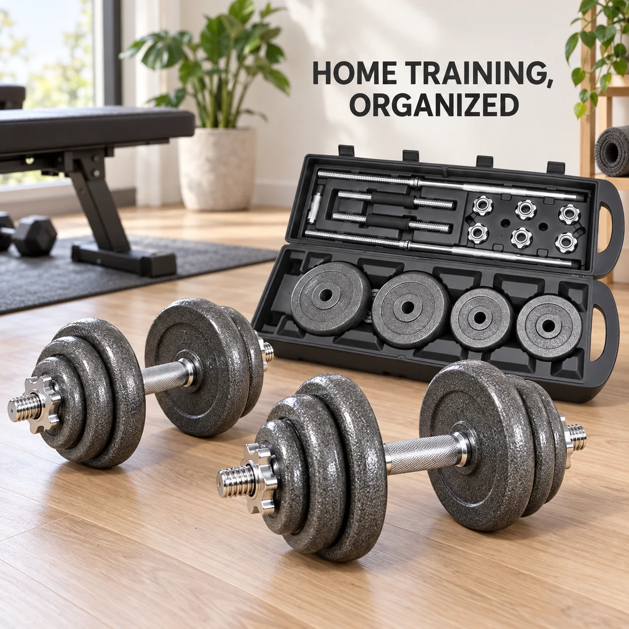 Adjustable Cast-Iron Dumbbell Set — view 5
