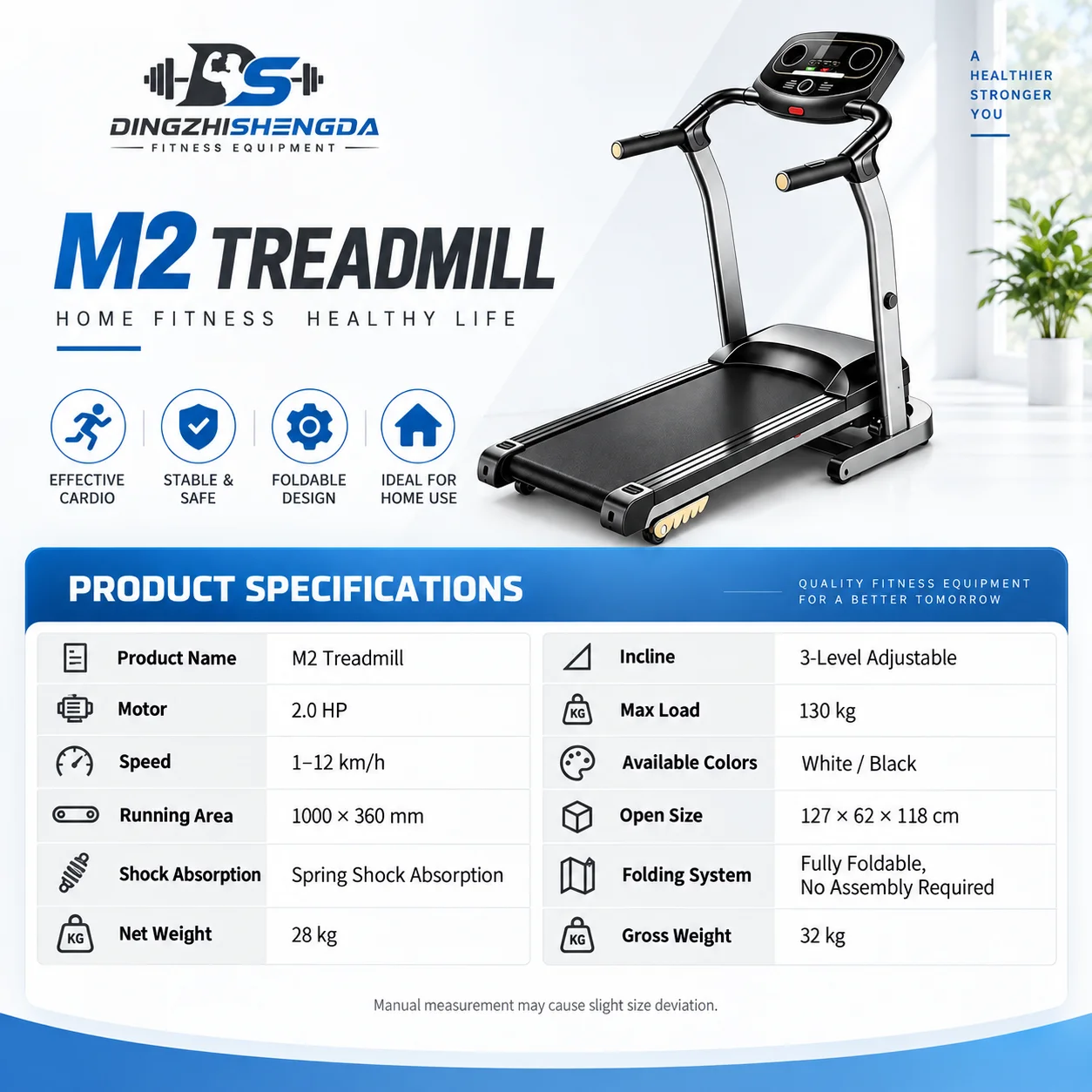Foldable Electric Treadmill — 1–12 km/h — view 3